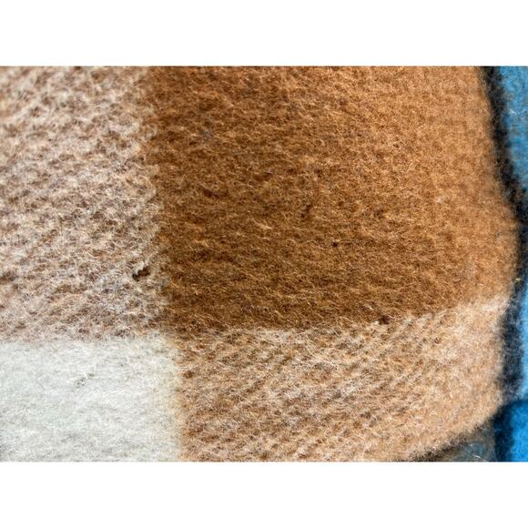 Paris Woolen Mills Windowpane Plaid Football Stadium Blanket Wool Blend USA 60s - Picture 4 of 6